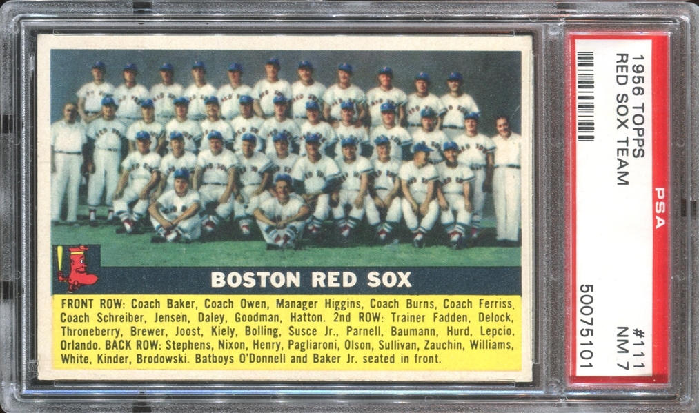 1956 Topps #111 Boston Red Sox Team PSA7 NM