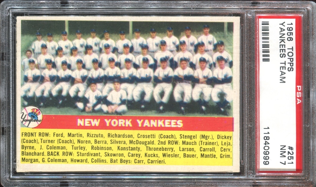 1956 Topps #251 New York Yankees Team PSA7 NM