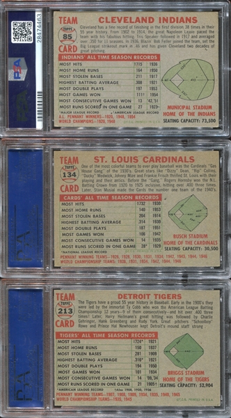 1956 Topps Lot of (3) PSA-Graded Team Cards