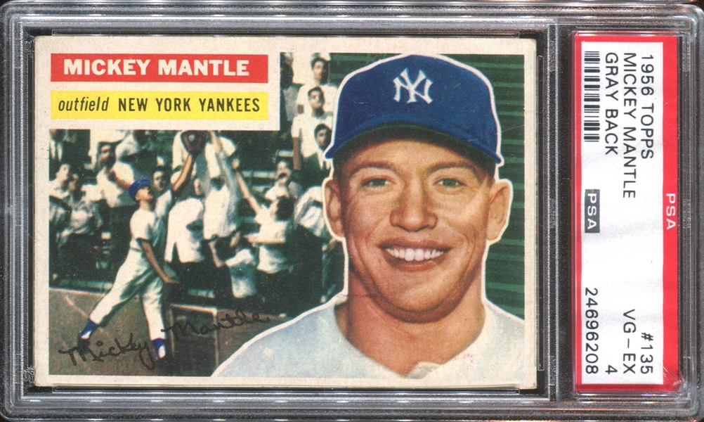 1956 Topps #135 Mickey Mantle PSA4 VG-EX (Gray Back)