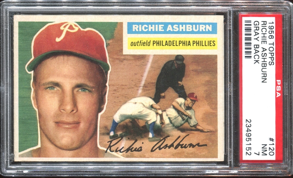 1956 Topps #120 Richie Ashburn PSA7 NM (Gray Back)