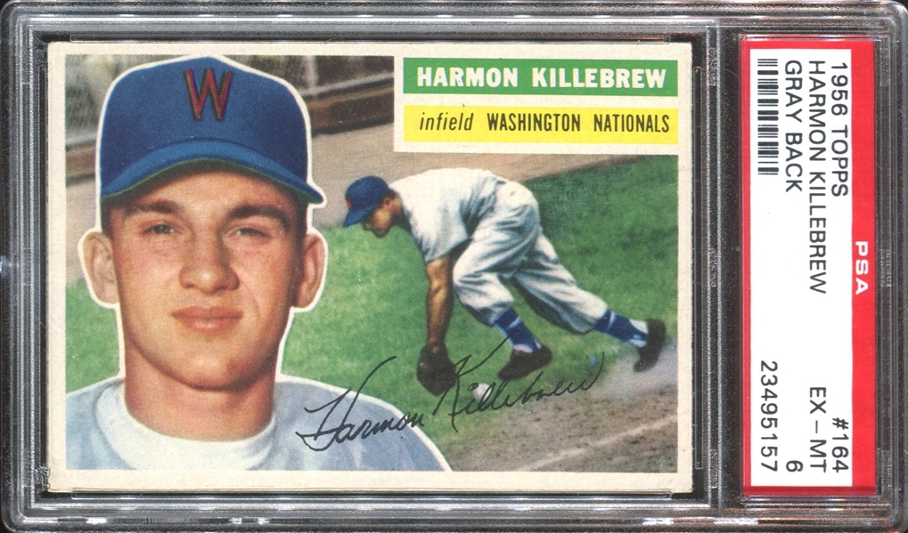 1956 Topps #164 Harmon Killebrew PSA6 EX-MT (Gray Back)