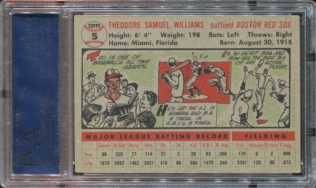 1956 Topps #5 Ted Williams PSA5 EX (Gray Back)