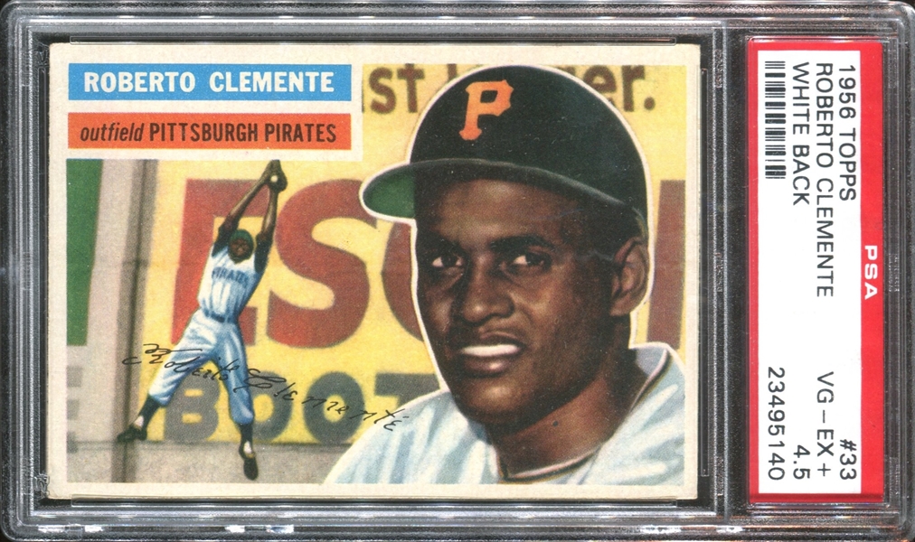 1956 Topps #33 Roberto Clemente PSA4.5 VG-EX+ (White Back)