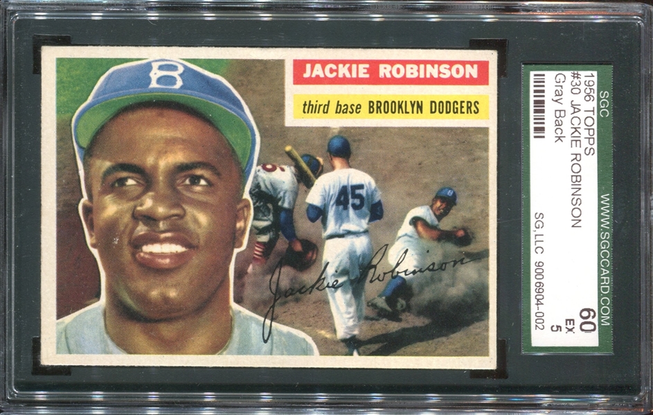 1956 Topps #30 Jackie Robinson SGC60 EX5 (Gray Back)