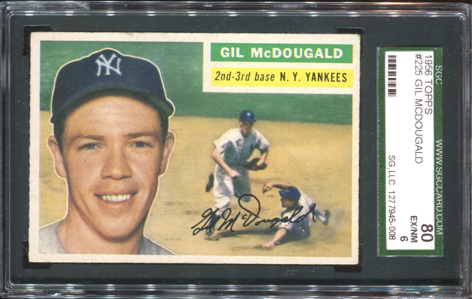 1956 Topps #225 Gil McDougald SGC80 EX-MT6 