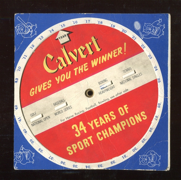 Calvert Whiskey 34 Years of Sport Champions Dial-a-wheel Advertising Piece