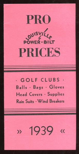 1939 Hillerich and Bradsby Golf Catalog, Pamphlet and Mailing Envelope