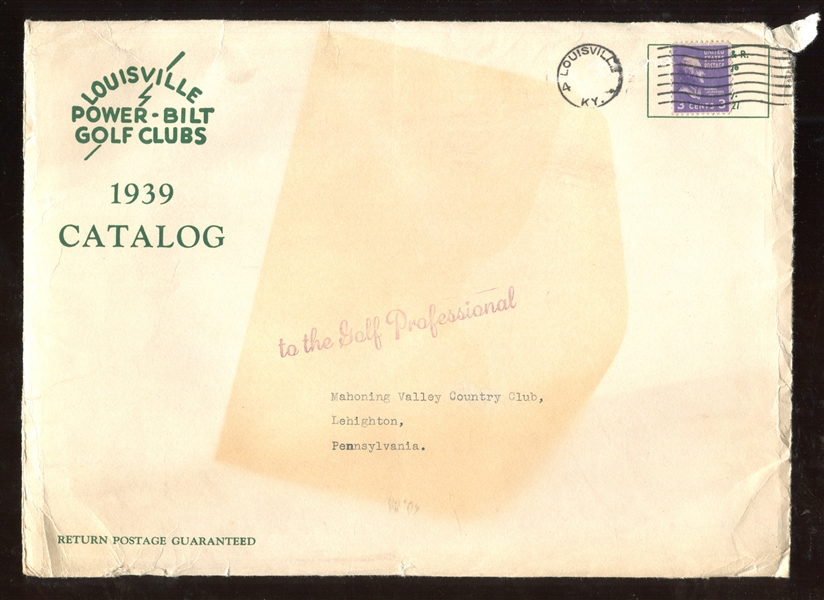 1939 Hillerich and Bradsby Golf Catalog, Pamphlet and Mailing Envelope