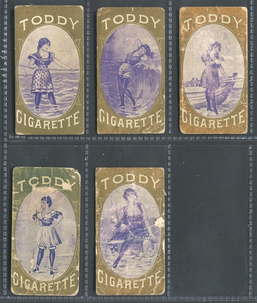 N438 Drummond, Bathing Girls, Toddy Cigarettes brand Lot of (5) Cards