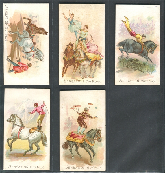 N268 P. Lorillard Circus Scenes Lot of (5) Sensation Brand Back Cards