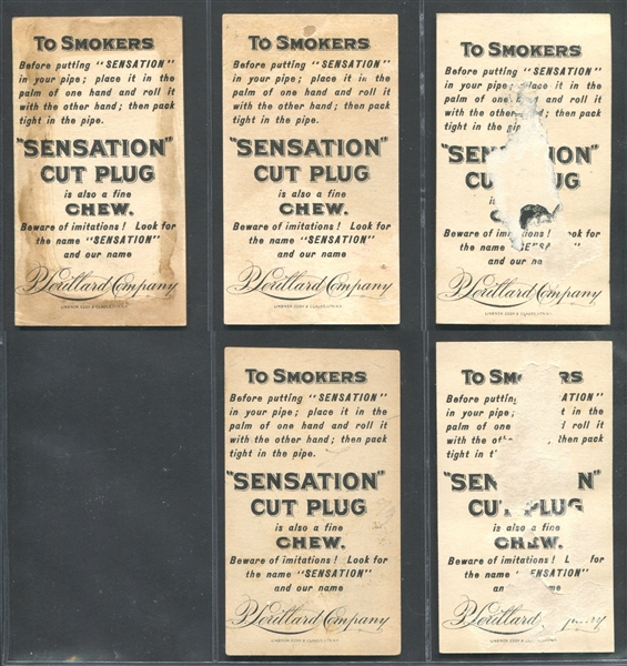 N268 P. Lorillard Circus Scenes Lot of (5) Sensation Brand Back Cards