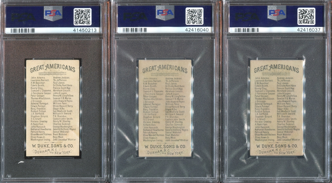 N76 Duke Great Americans Lot of (3) PSA-Graded Cards