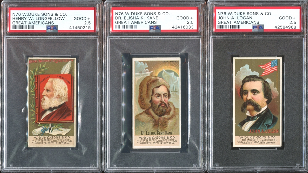 N76 Duke Great Americans Lot of (3) PSA-Graded Cards