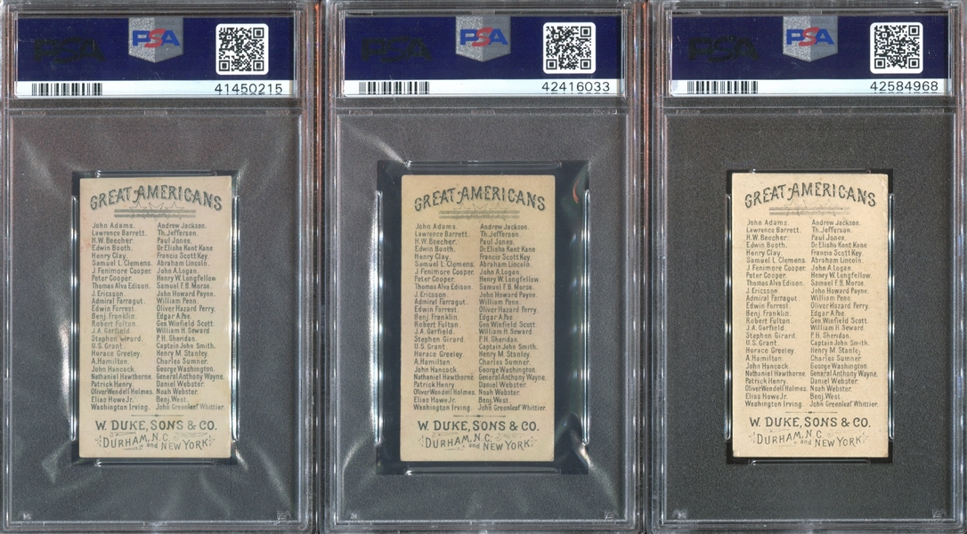 N76 Duke Great Americans Lot of (3) PSA-Graded Cards