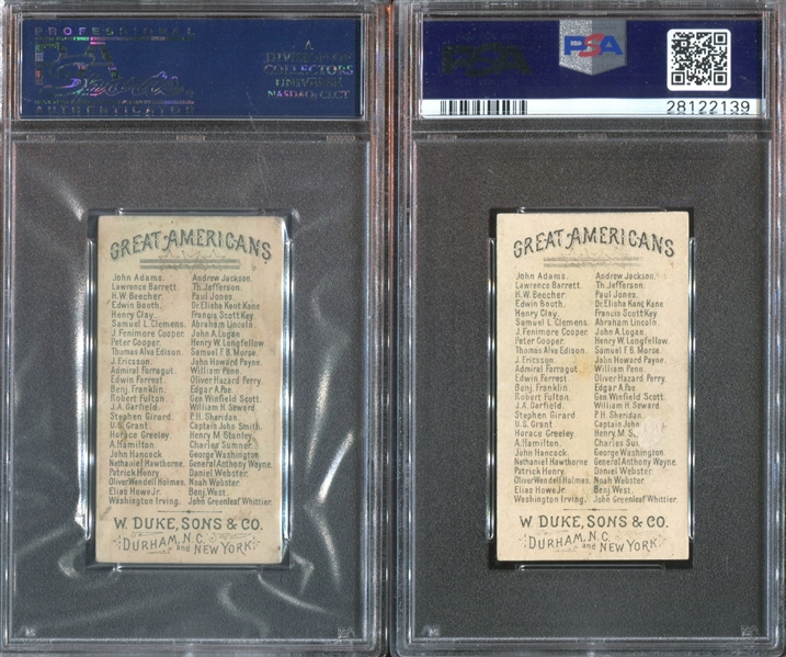 N76 Duke Great Americans Lot of (2) PSA-Graded Cards