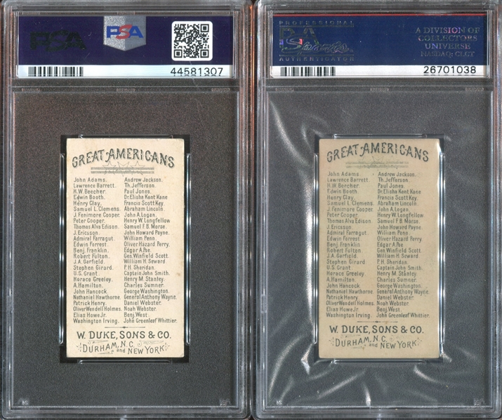 N76 Duke Great Americans Lot of (2) PSA-Graded Card