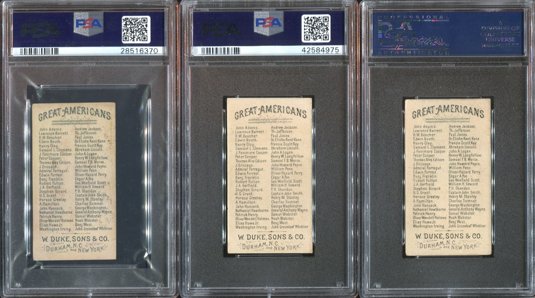 N76 Duke Great Americans Lot of (3) PSA4 VG-EX Graded Cards