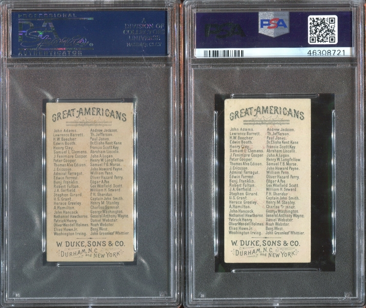 N76 Duke Great Americans Lot of (2) PSA4 VG-EX Graded Cards