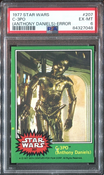 1977 Topps Star Wars #207 C3PO Obscene (ERROR) Card PSA6 EX-MT