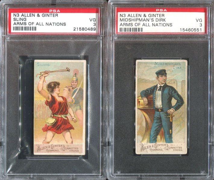 N3 Allen & Ginter Arms of All Nations Lot of (4) PSA3 VG Graded Cards