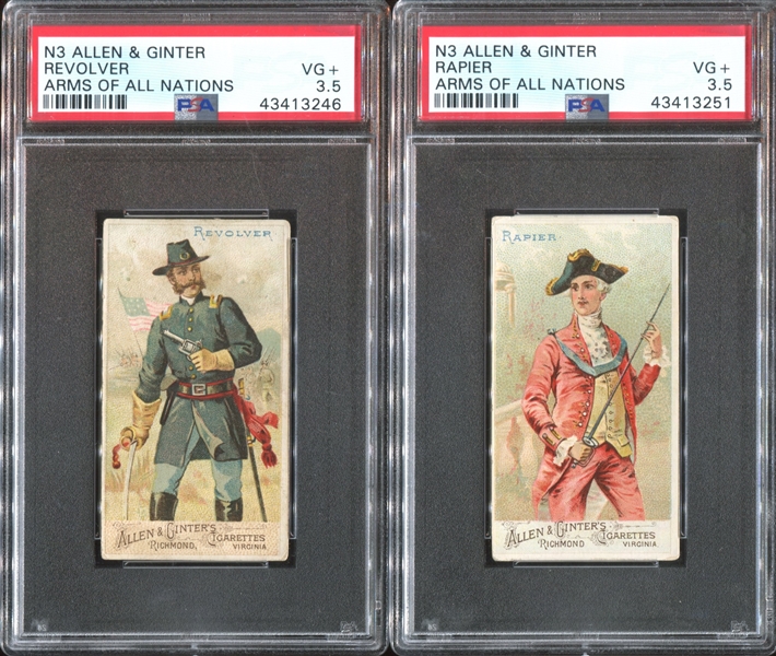 N3 Allen & Ginter Arms of All Nations Lot of (2) PSA3.5 VG+ Graded Cards