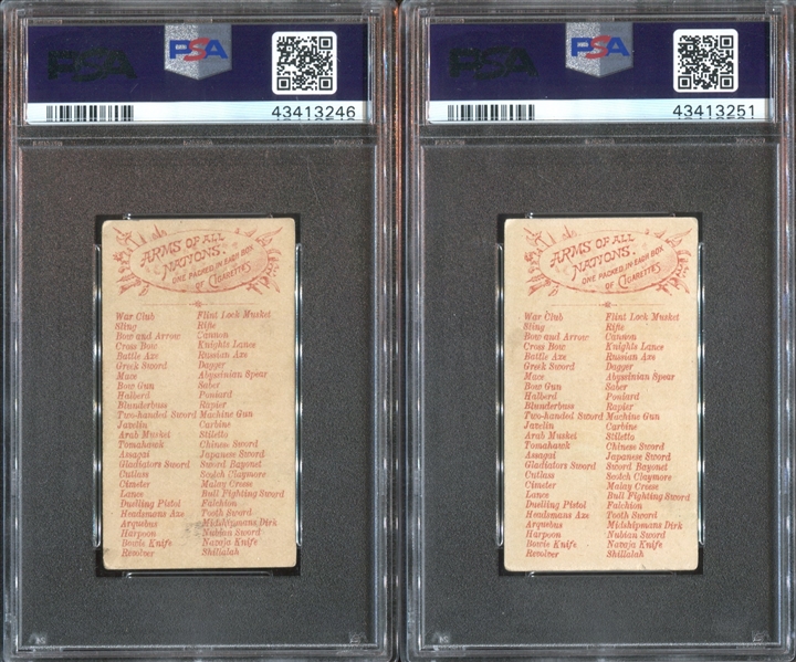 N3 Allen & Ginter Arms of All Nations Lot of (2) PSA3.5 VG+ Graded Cards