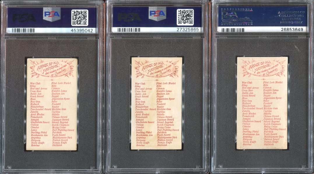 N3 Allen & Ginter Arms of All Nations Lot of (3) PSA4 VG-EX Graded Cards