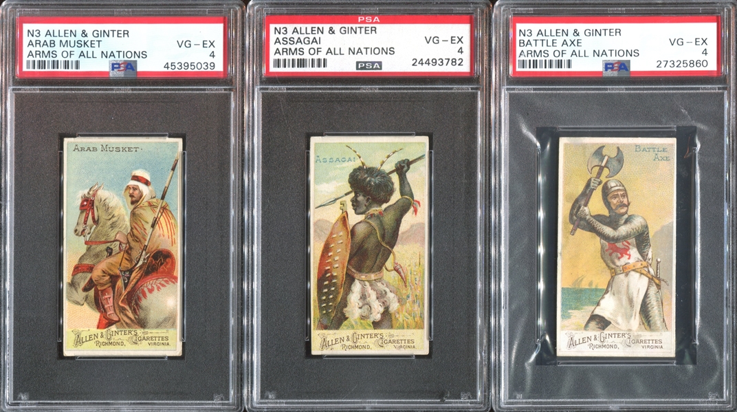 N3 Allen & Ginter Arms of All Nations Lot of (3) PSA4 VG-EX Graded Cards