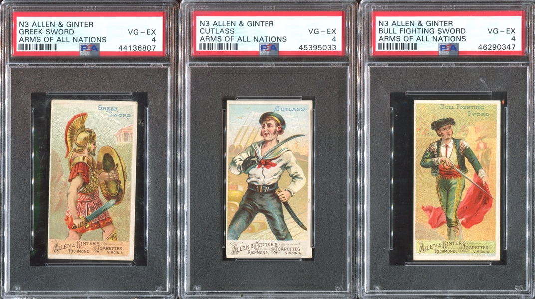 N3 Allen & Ginter Arms of All Nations Lot of (3) PSA4 VG-EX Graded Cards