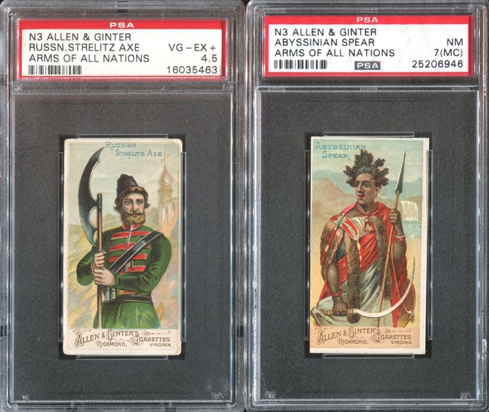 N3 Allen & Ginter Arms of All Nations Lot of (2) PSA-Graded Cards