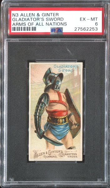 N3 Allen & Ginter Arms of All Nations Gladiator's Sword PSA6 EX-MT