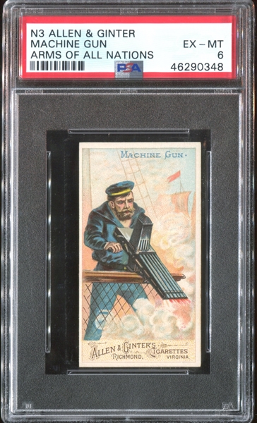 N3 Allen & Ginter Arms of All Nations Machine Gun PSA6 EX-MT