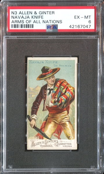 N3 Allen & Ginter Arms of All Nations Navaja Knife PSA6 EX-MT