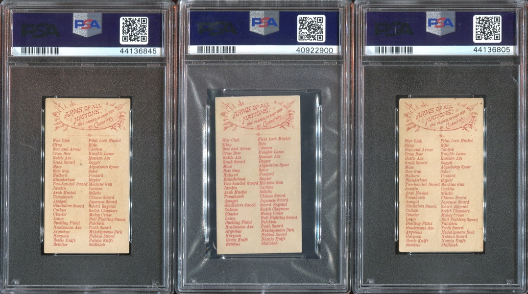 N3 Allen & Ginter Arms of All Nations Lot of (3) PSA5 EX Graded Cards