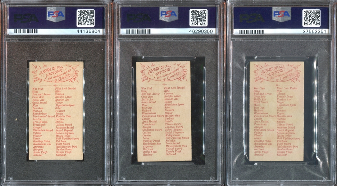 N3 Allen & Ginter Arms of All Nations Lot of (3) PSA5 EX Graded Cards