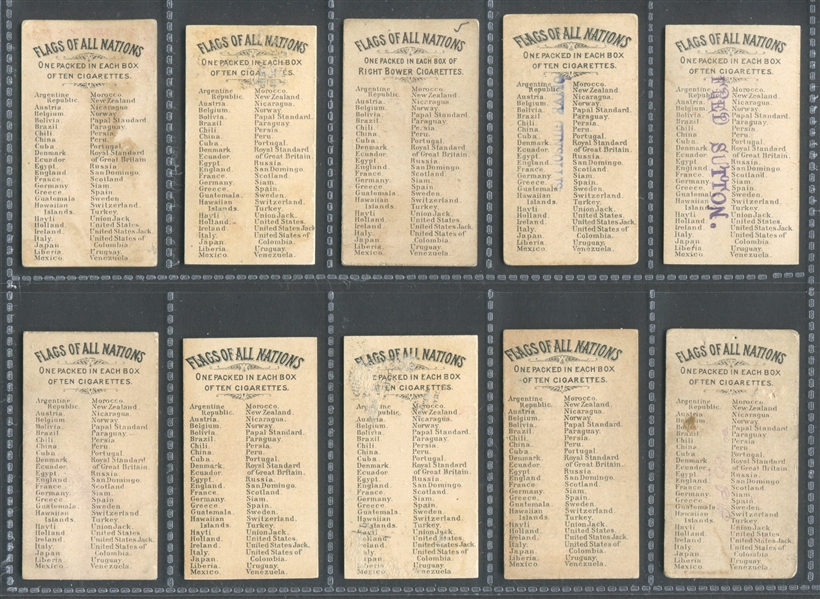 N9 Allen & Ginter Flags Lot of (28) Curved Title Backs with (4) Right Bower Subjects