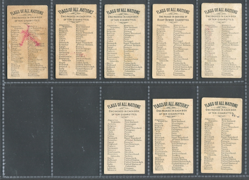 N9 Allen & Ginter Flags Lot of (28) Curved Title Backs with (4) Right Bower Subjects