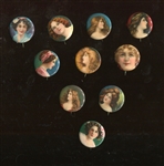 P7 Perfection Cigarettes  Girls Heads Pinback (small format) Lot of (10) With Back Papers