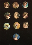P7 Girls Heads Pinback (small format) Lot of (10) Missing Back Papers or Odd Brands