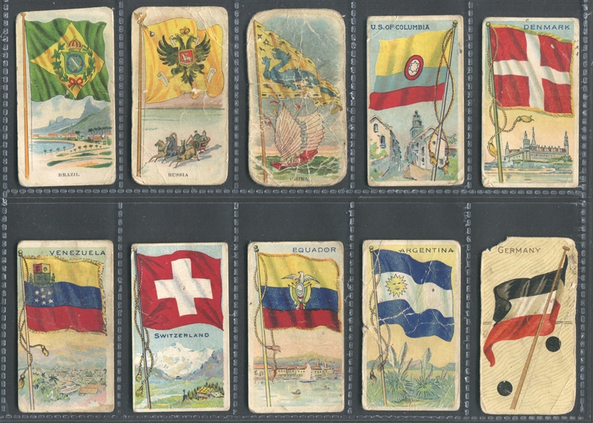 Mixed Lot of (10) E Flag Series Cards