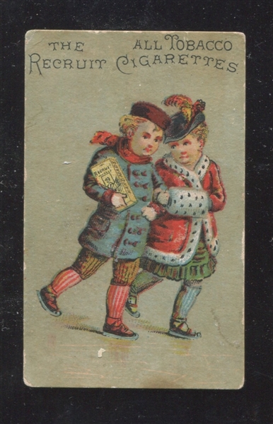 N-UNC Recruit Cigarettes Advertising Cards - Boy and Girl Walking