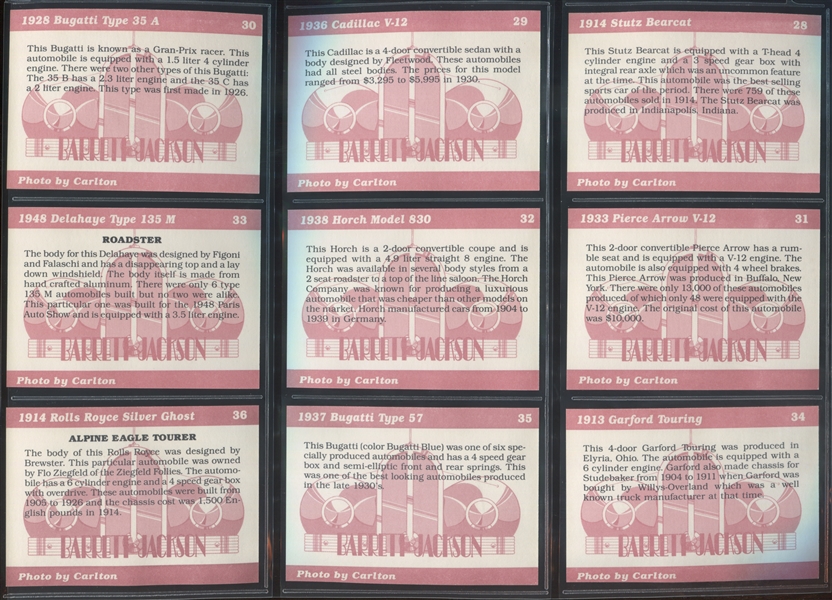 1996 Barrett Jackson Showcase Complete Set of (45) Cards