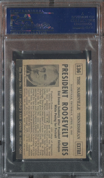 1954 Topps Scoop #136 F.D.Roosevelt Dies PSA7 NM(MK)