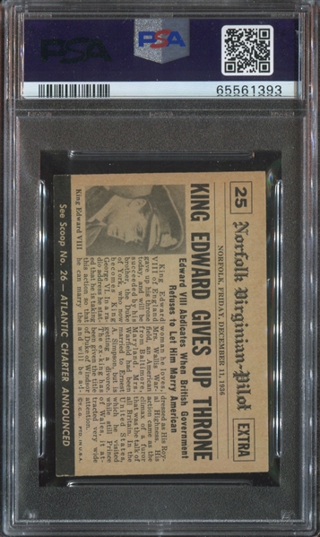 1954 Topps Scoop #25 King Edward Abdicates PSA6 EX-MT