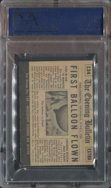 1954 Topps Scoop #134 First Balloon Flight PSA9 Mint (MC)