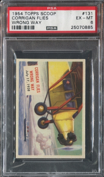 1954 Topps Scoop #131 Corrigan Flies Wrong Way PSA6 EX-MT