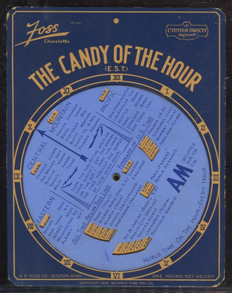 H.D. Foss The Candy of the Hour Time Zone Dial