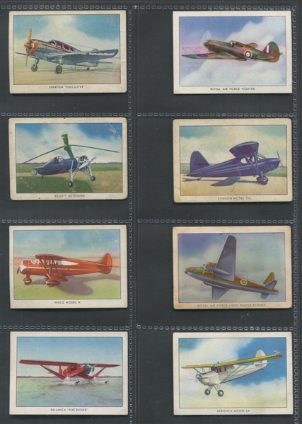 T87 Wings Cigarettes Airplanes Mixed Lot of (28) With Advertising Blotter