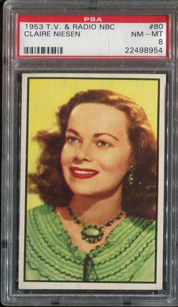 1953 Bowman NBC T.V. and Radio #80 Claire Niesen PSA8 NM-MT